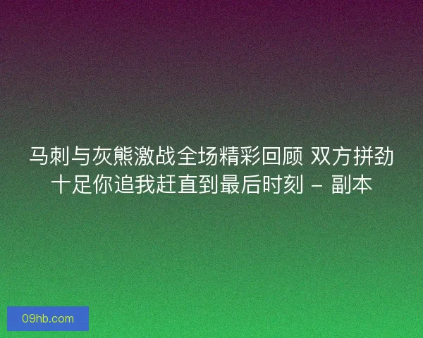 马刺与灰熊激战全场精彩回顾 双方拼劲十足你追我赶直到最后时刻 - 副本