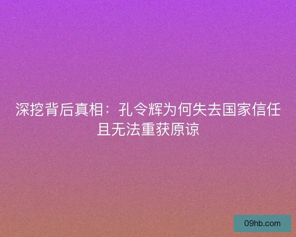 深挖背后真相：孔令辉为何失去国家信任且无法重获原谅